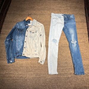 Fashion Nova Two-Tone Denim Jacket & Jeans Set – Men’s Medium